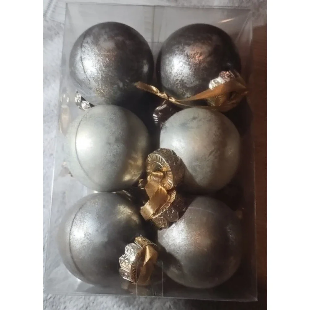 PullCrease 12 Pcs Neutral Textured Christmas Ball Ornaments 2.4 Inch